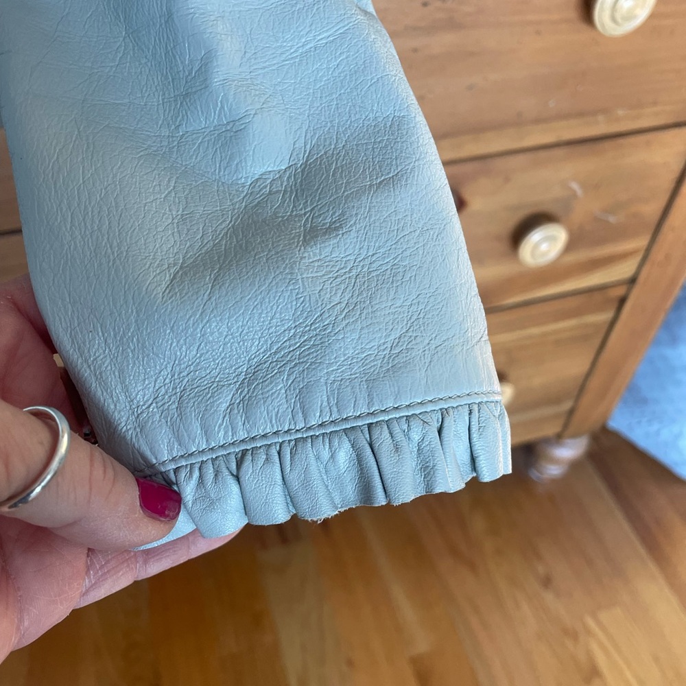 Light Blue Ruffled Collar Jacket - image 5